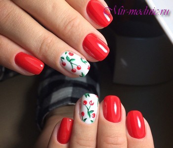 Красно белый дизайн ногтей